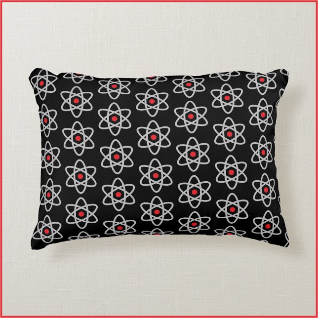 Cool Black en Red Science Atom Pillow Accent Kussen (Creator heeft geüpload)