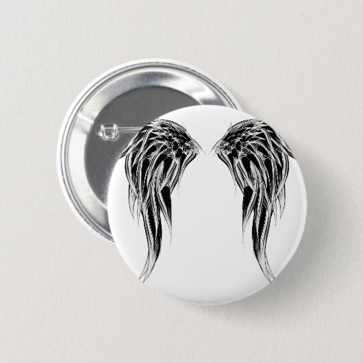 Cool Black en White Angel Wings Ronde Button 5,7 Cm (Voorkant /achterkant)