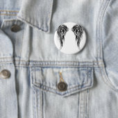 Cool Black en White Angel Wings Ronde Button 5,7 Cm (In situ)