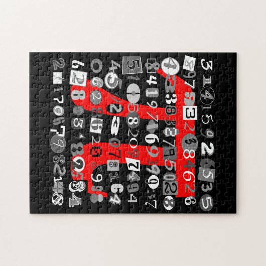 Cool Black en White Digits of Pi Legpuzzel (Horizontaal)