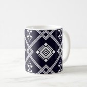Cool Black en White Geometric Oriental Pattern Koffiemok (Voorkant rechts)