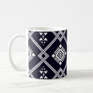 Cool Black en White Geometric Oriental Pattern Koffiemok