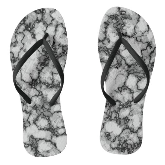 COOL Black en White Marble Pattern Teenslippers (Voetbed)