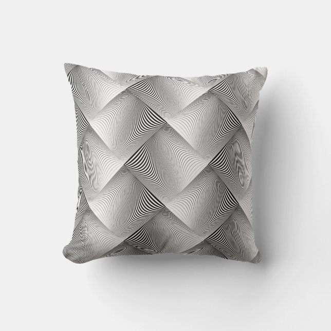 Cool Black en White Metallic Weaving Pattern Kussen (Voorkant)
