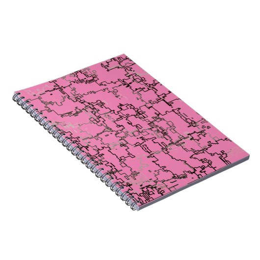COOL Black en White Pattern over Roze Notitieboek (Rechterzijde)