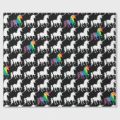Cool Black en White Rainbow Unicorn Pattern Cadeaupapier (Vlak)