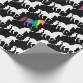 Cool Black en White Rainbow Unicorn Pattern Cadeaupapier (Hoek)