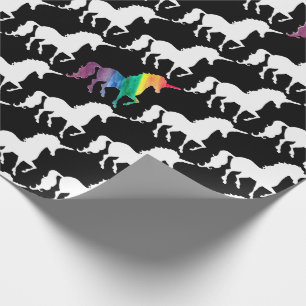 Cool Black en White Rainbow Unicorn Pattern Cadeaupapier