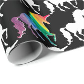 Cool Black en White Rainbow Unicorn Pattern Cadeaupapier (Rol Hoek)