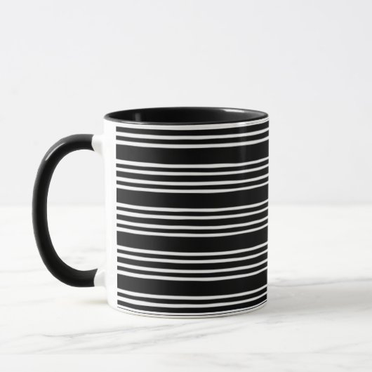 Cool Black en White Striped Pattern Mok (Links)