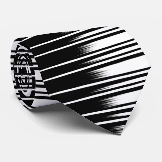 Cool Black en White Striped Pattern Stropdas (Opgerold)