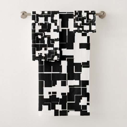 Cool Black en White Trendy Stylish Pattern Bad Handdoek (Insitu)