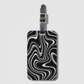 Cool Black en White Wavy Stripe Pattern Bagagelabel (Voorkant (verticaal))