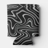 Cool Black en White Wavy Stripe Pattern Blikjeskoeler (Achterkant)