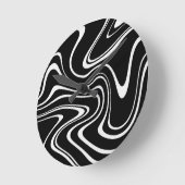 Cool Black en White Wavy Stripe Pattern Ronde Klok (Hoek)