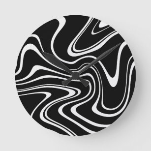 Cool Black en White Wavy Stripe Pattern Ronde Klok