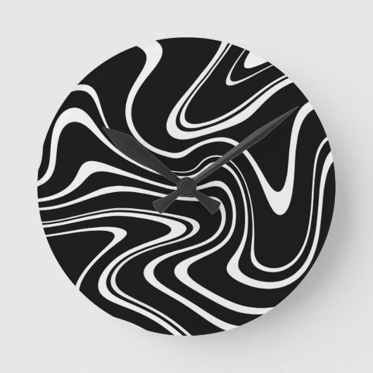 Cool Black en White Wavy Stripe Pattern Ronde Klok (Voorkant)