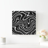 Cool Black en White Wavy Stripe Pattern Vierkante Klok (Huis)