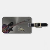 Cool Black Fiery Guitar Monogram Bagagelabel (Voorkant horizontaal)