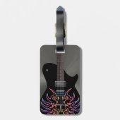 Cool Black Fiery Guitar Monogram Bagagelabel (Achterkant verticaal)