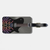 Cool Black Fiery Guitar Monogram Bagagelabel (Achterkant horizontaal)