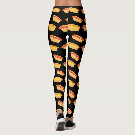 Cool Black Funny Pattern Hot Dog Leggings (Achterkant)