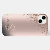 Cool Black Glitter Diamonds Roos Gold Monogram Case-Mate iPhone Case (Achterkant (horizontaal))