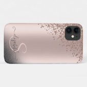 Cool Black Glitter Diamonds Roos Gold Monogram Case-Mate iPhone Case (Achterkant (horizontaal))
