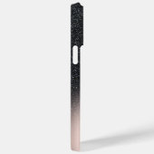 Cool Black Glitter Ombre Roos Gold Monogram Case-Mate iPhone Case (Achterkant / Rechts)