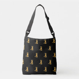 Cool Black Gold Cat Crossbody Tas