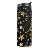 Cool Black & Gold Stars Metallic Mode Xmas Thermosbeker (Gedraaid links)
