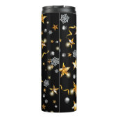 Cool Black & Gold Stars Metallic Mode Xmas Thermosbeker (Achterkant)