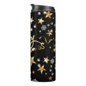 Cool Black & Gold Stars Metallic Mode Xmas Thermosbeker (Geroteerd rechts)
