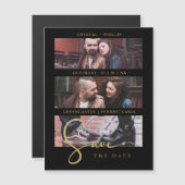 Cool Black Golden Romantic Wedding 3 Multi Photos (Voorkant / Achterkant)