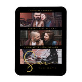 Cool Black Golden Romantic Wedding 3 Multi Photos Magneet (Verticaal)