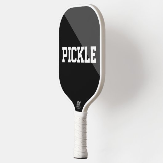 Cool Black Grey Bold Diagonal Slice Cute Motto Pickleball Paddle (Links)