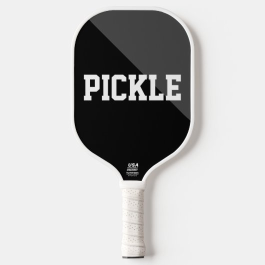 Cool Black Grey Bold Diagonal Slice Cute Motto Pickleball Paddle (Voorkant)