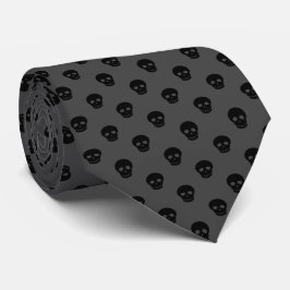 Cool Black Grey Dark Skull Polka Dots Pattern Mann Stropdas