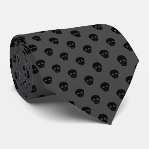 Cool Black Grey Dark Skull Polka Dots Pattern Mann Stropdas