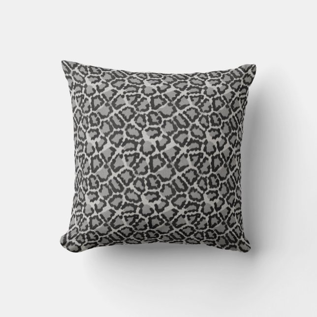 Cool Black & Grey Leopard Print Pattern Pillow Kussen (Voorkant)