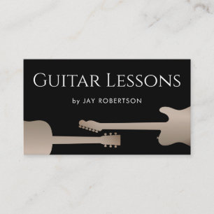 Cool Black Guitar Teacher Visitekaartje