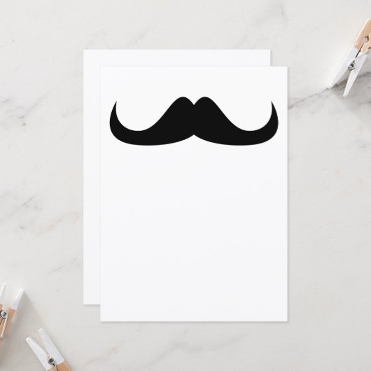 Cool Black Handlebar-snor uitnodigen Kaart (Voorkant / Achterkant in situ)