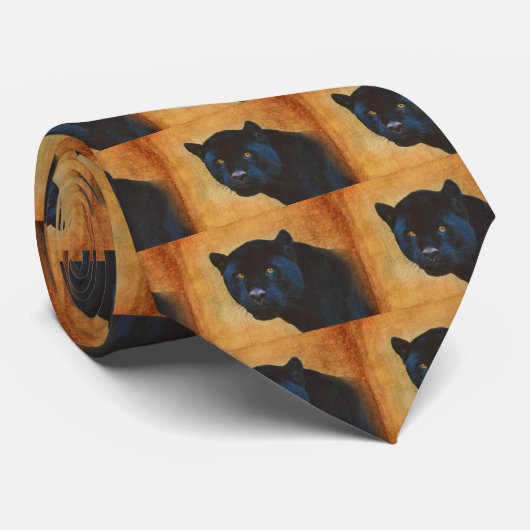 Cool Black Jaguar Panther Wildlife Big Cat Stropdas (Opgerold)