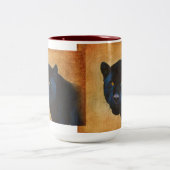 Cool Black Jaguar Panther Wildlife Big Cat Tweekleurige Koffiemok (Center)