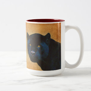 Cool Black Jaguar Panther Wildlife Big Cat Tweekleurige Koffiemok