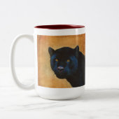 Cool Black Jaguar Panther Wildlife Big Cat Tweekleurige Koffiemok (Links)