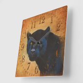 Cool Black Jaguar Panther Wildlife Big Cat Vierkante Klok (Hoek)