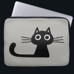 Cool Black Kitty Cat | Kunst voor dieren Laptop Sleeve<br><div class="desc">Bescherm uw computer met deze coole zwarte kattenlaptophoes. Kronkelig zwart kat met grote ronde ogen en lange staart. Een leuk ontwerp voor kattenliefhebbers. Bezoek de Doodle World van Jenn voor nog meer elektronica-accessoires met deze griezelige zwarte kat.</div>