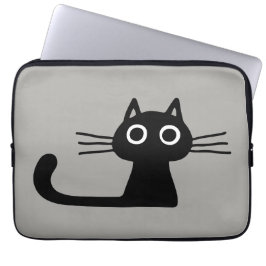 Cool Black Kitty Cat | Kunst voor dieren Laptop Sleeve
