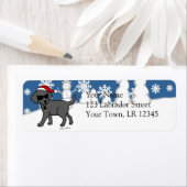 Cool Black Lab Cartoon Kerst Etiket (Insitu)